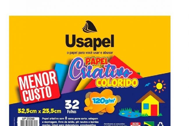 Bloco Criativo A4 210X297mm 8 Cores 120g 32 Folhas Usapel