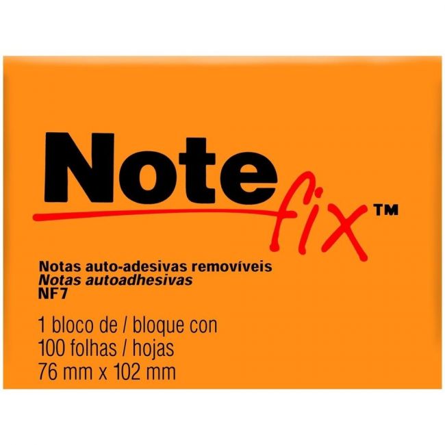 Bloco Adesivo Notefix Laranja 76mmx102mm - 100fls