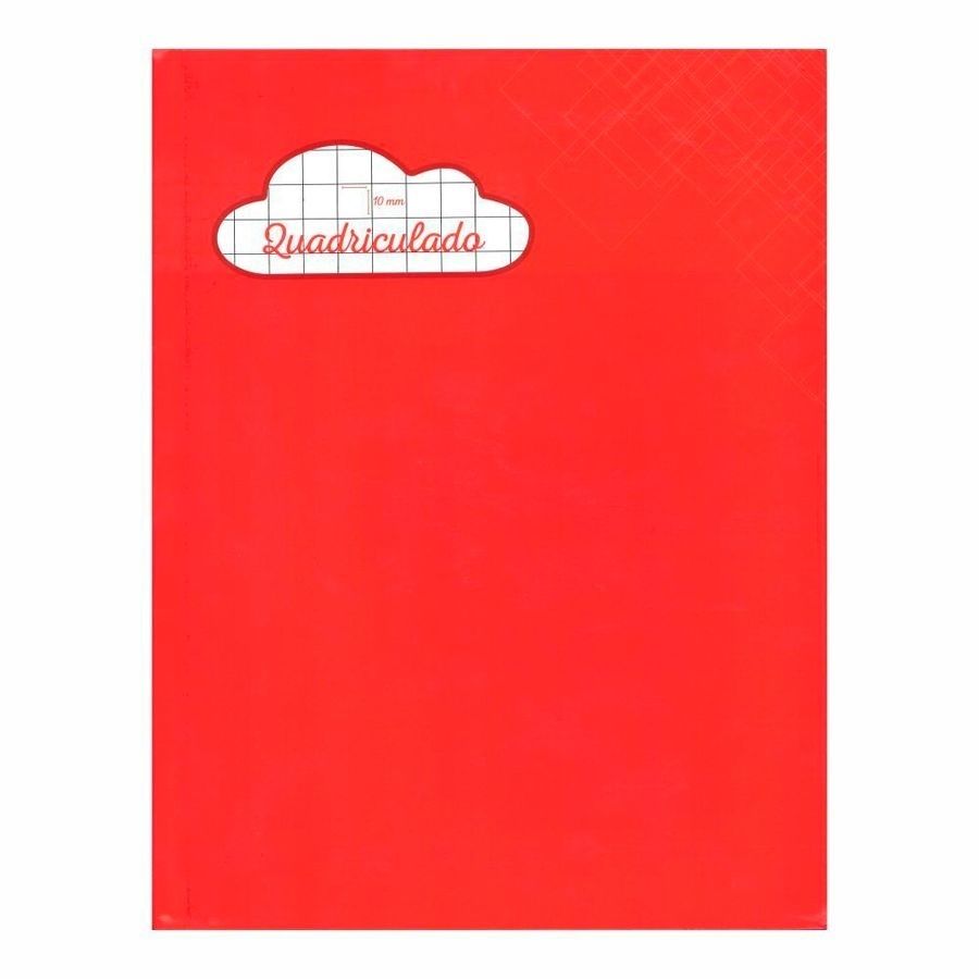 Caderno Quadriculado 1x1 Brochura Capa Dura Univ 40fls Vermelho Credeal