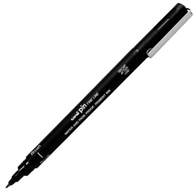Caneta Nanquim Uni Pin BR-200 Brush Preta