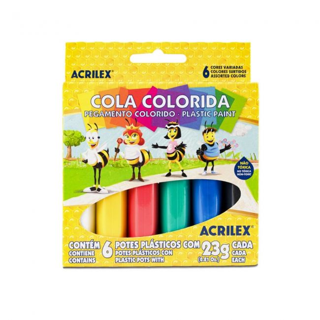 Cola Colorida Acrilex 23g C/6 Cores