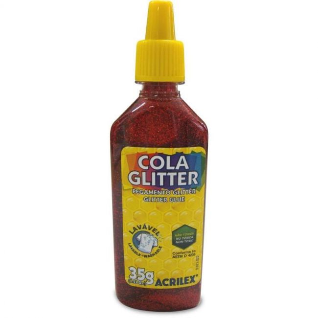 Cola Glitter Acrilex Avulsa 35g Vermelho