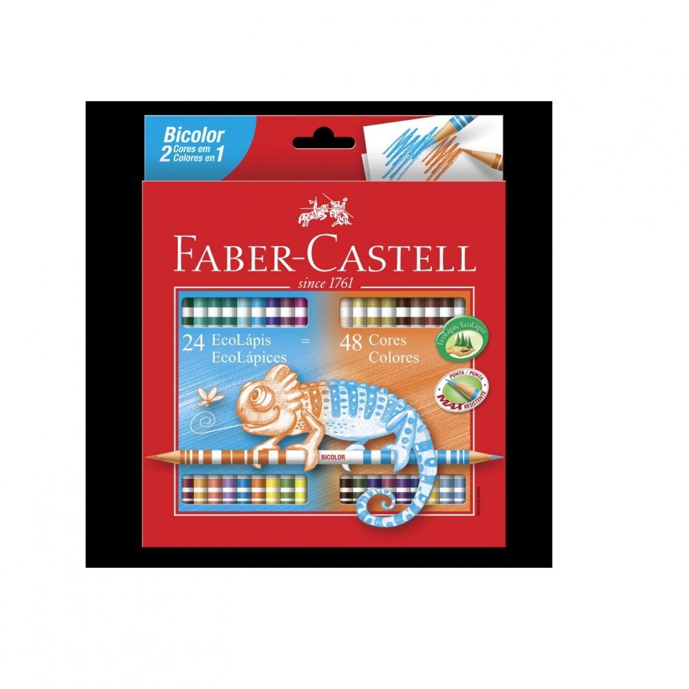 Lápis de Cor 48 Cores 24 Lápis Bicolor Faber-Castell