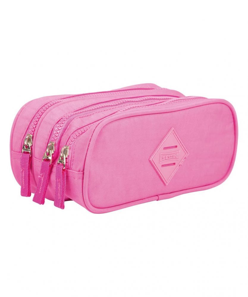 Estojo/Necessaire 3 Compartimentos Crinkle Pink