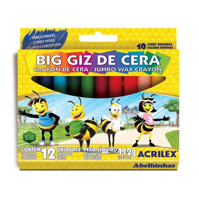 Giz de Cera Big Acrilex C/12 Cores
