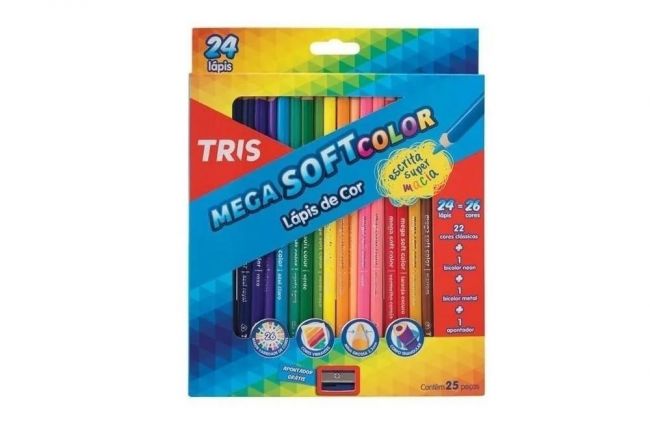 Lápis de Cor Tris 678252 Mega Soft 24 Cores