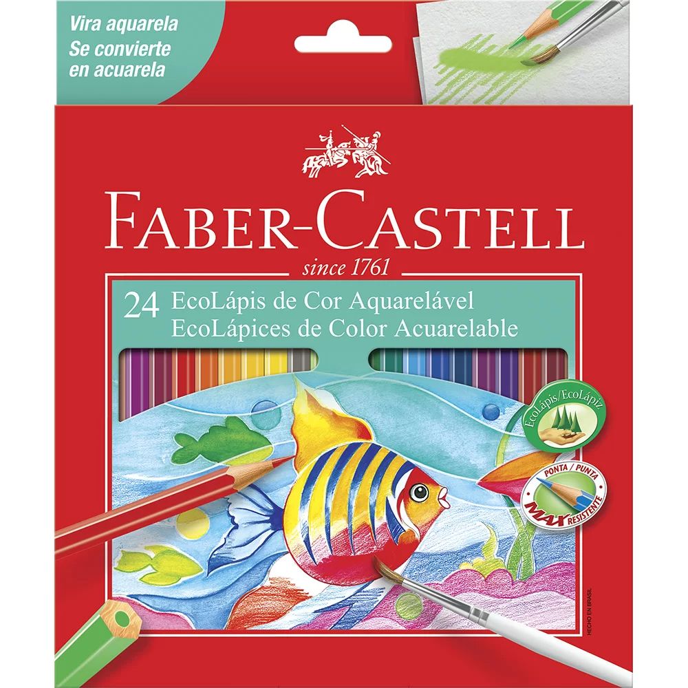 Lápis de Cor 24 Cores Aquarelável Faber Castell 