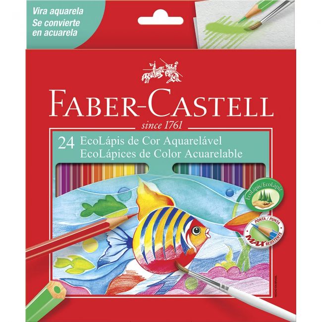 Lápis de Cor 24 Cores Aquarelável Faber Castell 