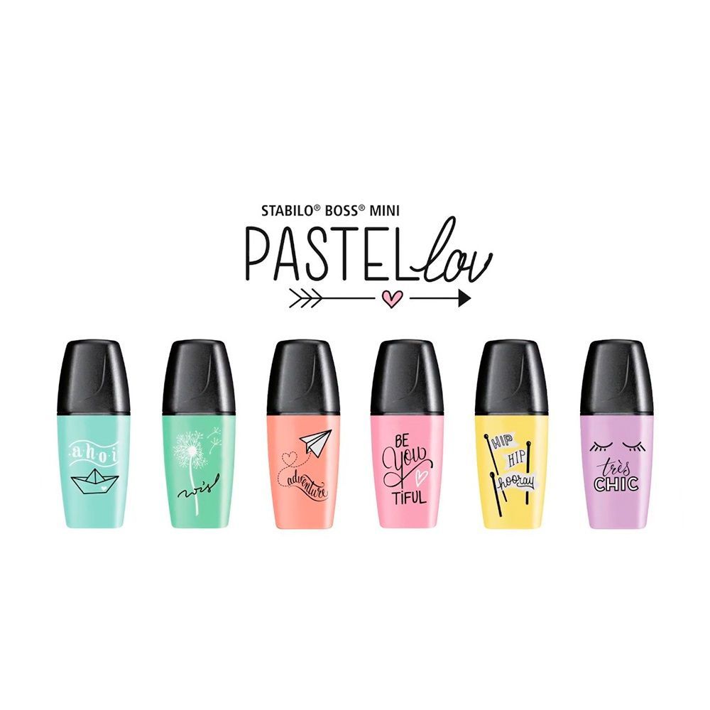  Caneta Marca Texto Stabilo Boss Mini Love 07/06-27 Com 6 Cores Pastel