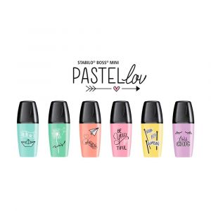  Caneta Marca Texto Stabilo Boss Mini Love 07/06-27 Com 6 Cores Pastel