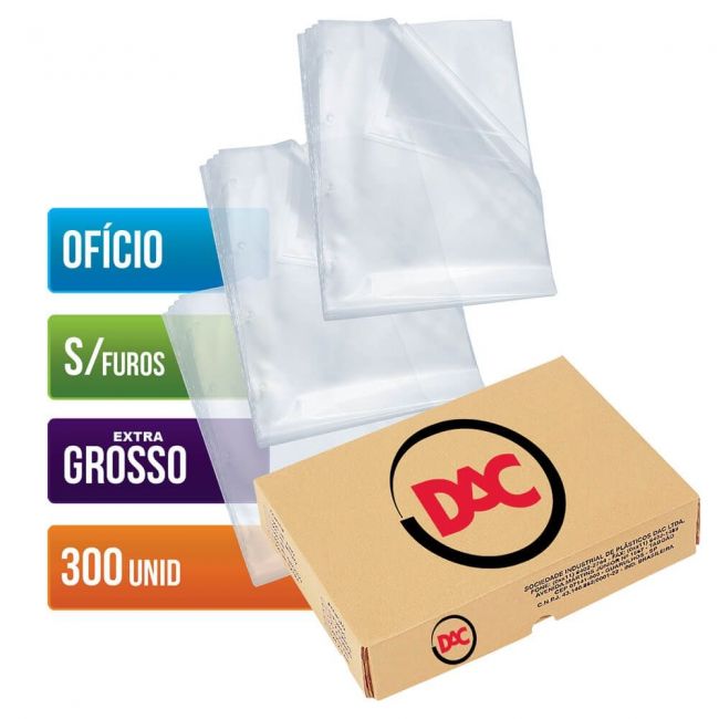 Envelope Plástico DAC Ofício com espessura Extra Grossa e sem Furos – 300 unid – 087
