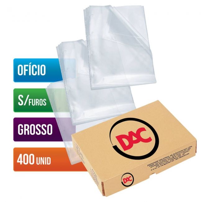 Envelope Plástico DAC Ofício com espessura Grosso e sem Furos – 400 unid – 075SF