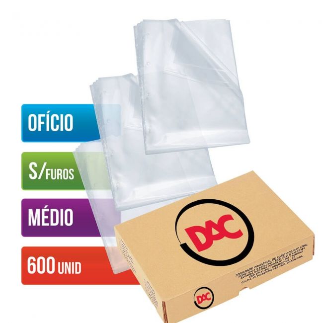 Envelope Plástico DAC Ofício com espessura Médio e sem Furos – 600 unid – 077SF