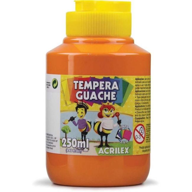 Tinta Tempera Guache Acrilex 250ml - Laranja