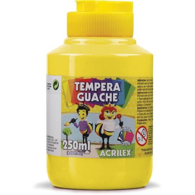 Tinta Tempera Guache Acrilex 250ml - Amarelo Limão