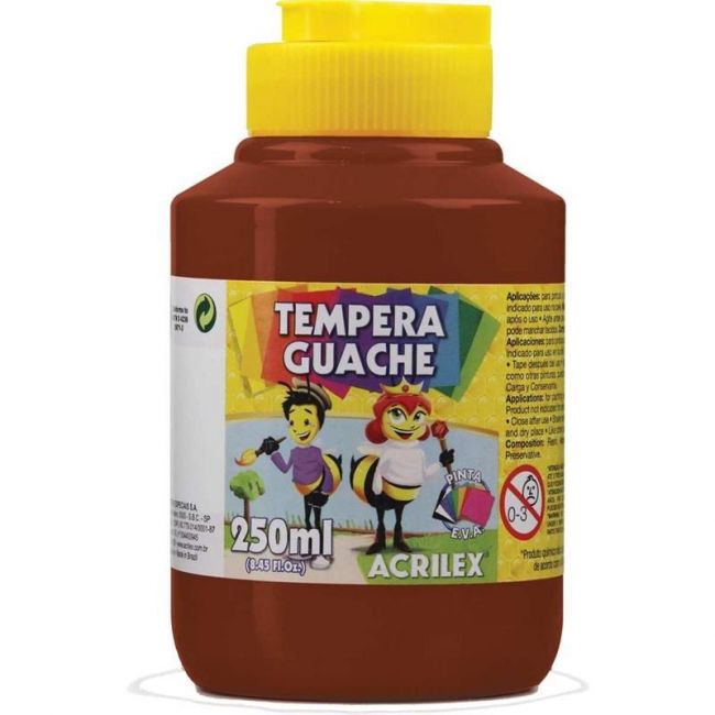 Tinta Tempera Guache Acrilex 250ml - Marrom