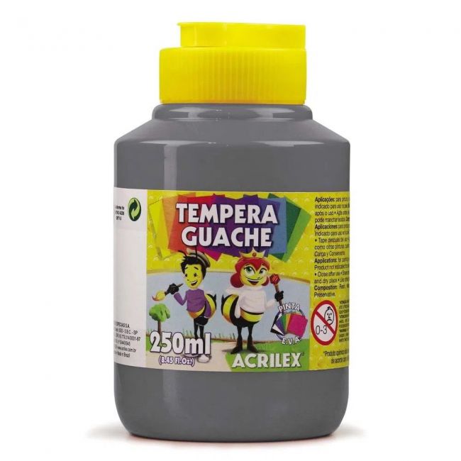 Tinta Tempera Guache Acrilex 250ml - Cinza